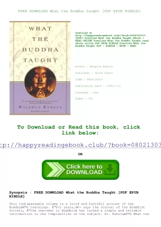FREE DOWNLOAD What the Buddha Taught [PDF EPUB KINDLE]