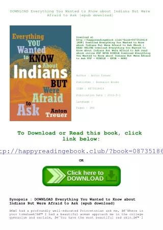 DOWNLOAD Everything You Wanted to Know about Indians But Were Afraid to Ask {epu
