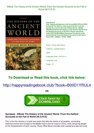 EBook The History of the Ancient World From the Earliest Accounts to the Fall of
