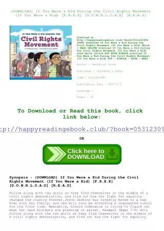 {DOWNLOAD} If You Were a Kid During the Civil Rights Movement (If You Were a Kid