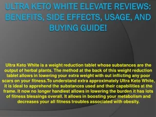 Ultra Keto White Elevate Reviews