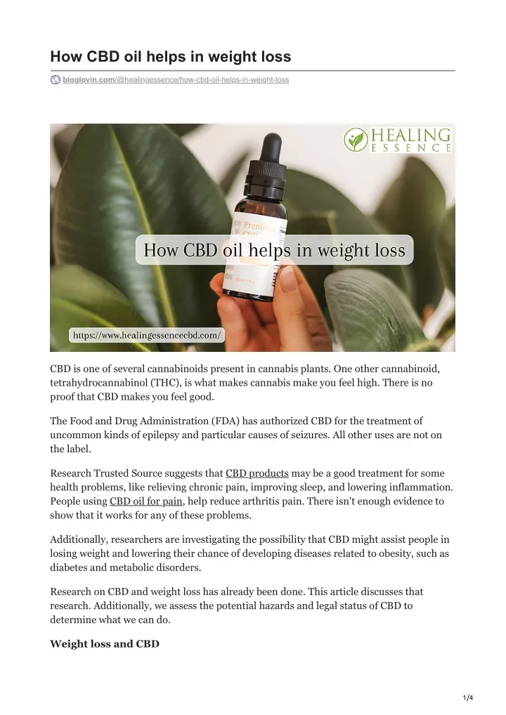 how cbd oil helps in weight loss