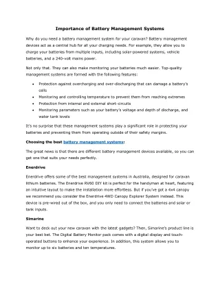 Importance of Battery Management Systems