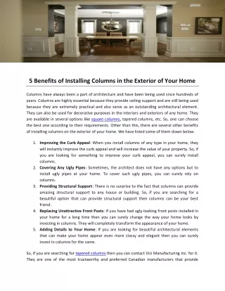 5 Benefits of Installing Columns in the Exterior of Your Home