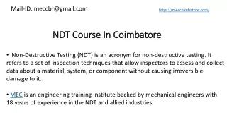 NDT Training Institute In Coimbatore