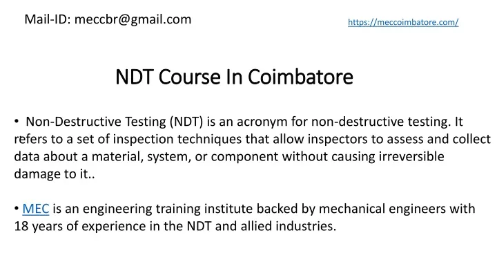 ndt course in coimbatore