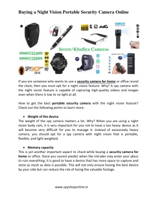 buying a night vision portable security camera