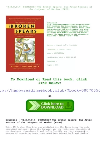 ^E.B.O.O.K. DOWNLOAD# The Broken Spears The Aztec Account of the Conquest of Mex