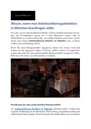 Wissen, wann man Arbeitszeitbetrugsdetektive in München beauftragen sollte