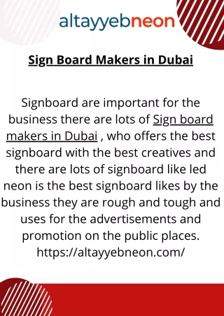 Sign Board Makers in Dubai | Altayyebneon