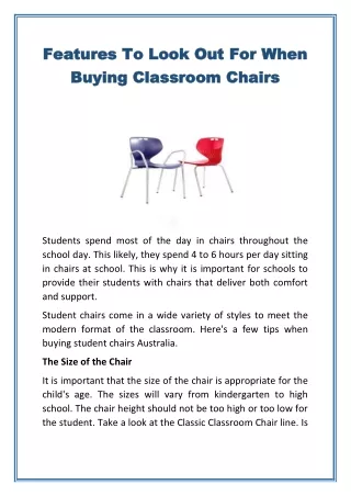 Features To Look Out For When Buying Classroom Chairs