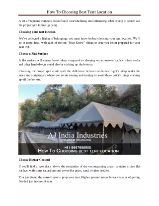 how to choosing best tent location