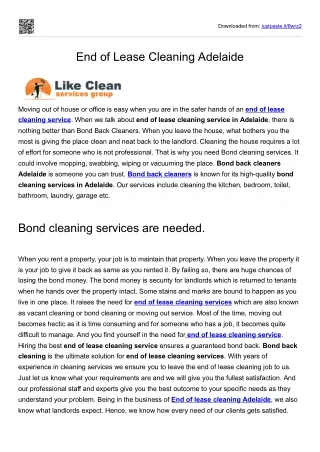 End of Lease Cleaning Adelaide services