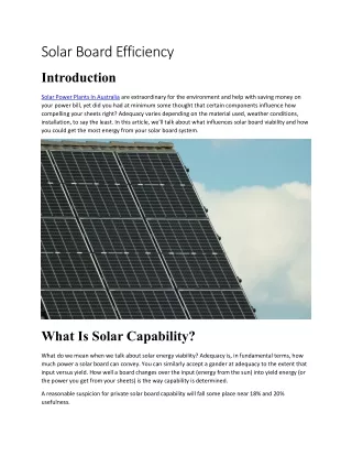 Solar Board Productivity