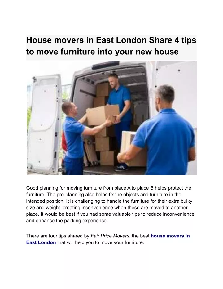 house movers in east london share 4 tips to move