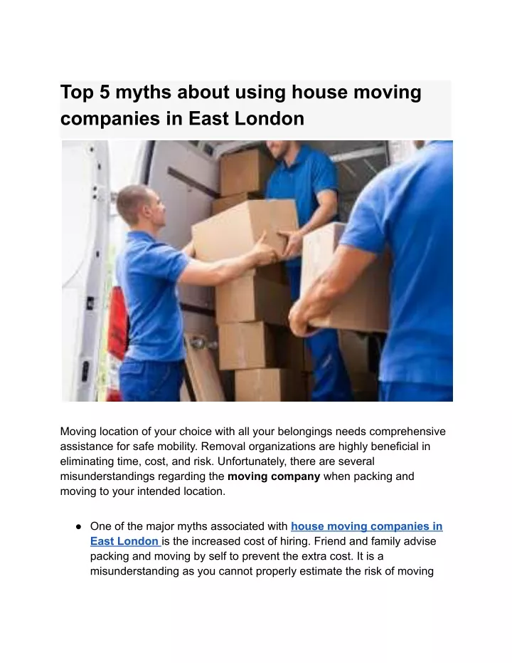 top 5 myths about using house moving companies