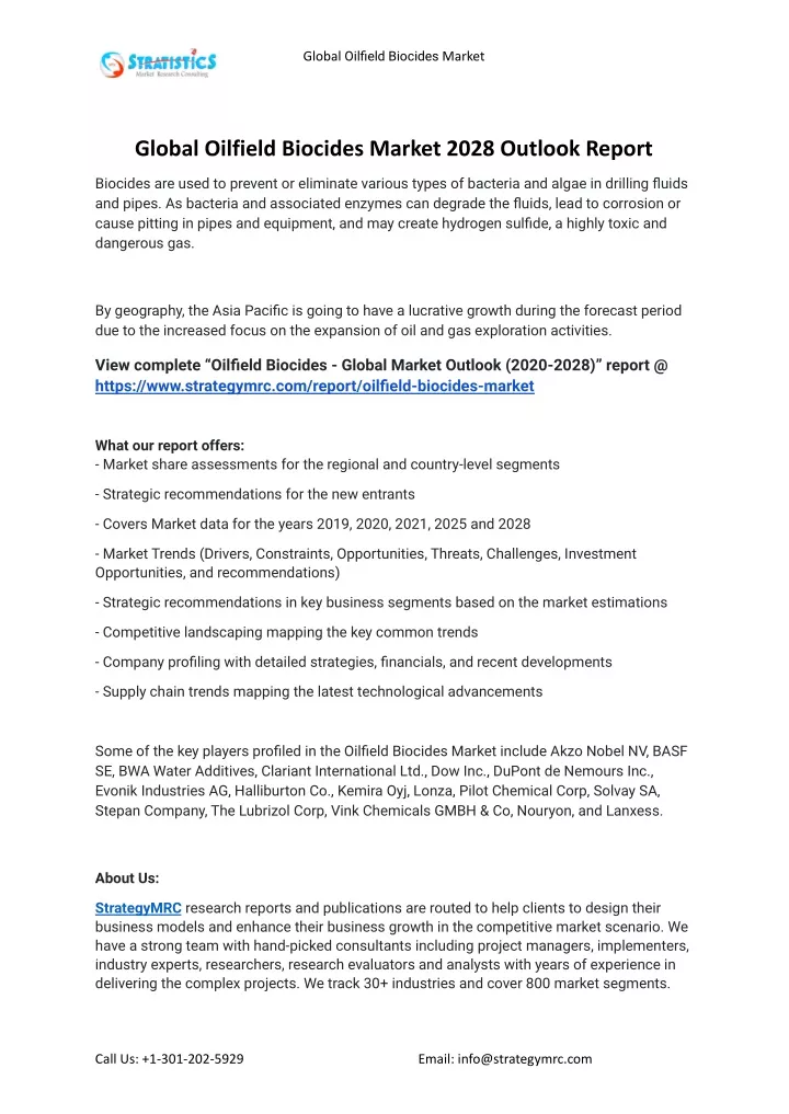 global oilfield biocides market