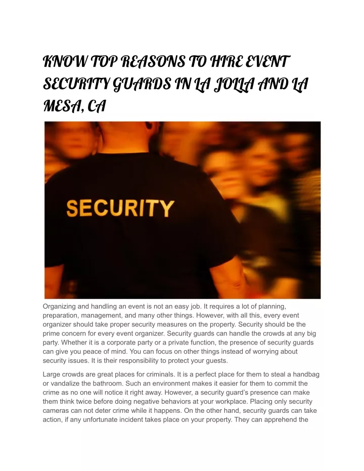 know top reasons to hire event security guards