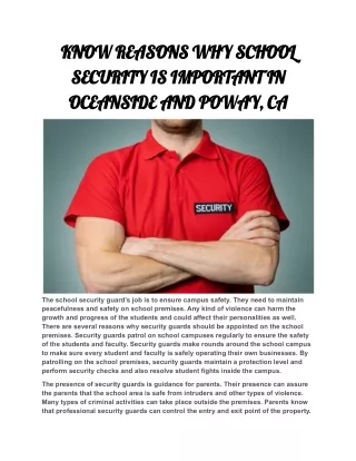 know reasons why school security is important