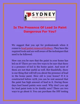 Is The Presence Of Lead In Paint Dangerous For You?