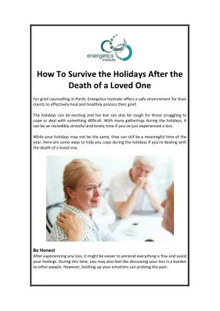 How To Survive the Holidays After the Death of a Loved One