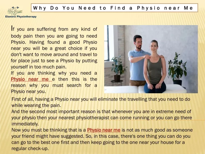 why do you need to find a physio near me