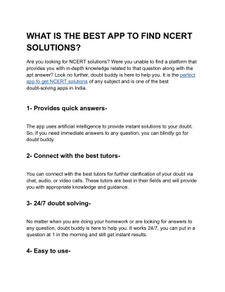 WHAT IS THE BEST APP TO FIND NCERT SOLUTIONS