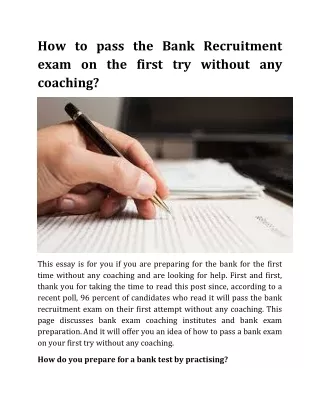 How to pass the Bank Recruitment exam on the first try without any coaching