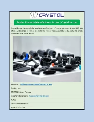 Rubber Products Manufacturers in Uae | Crystalrbr.com