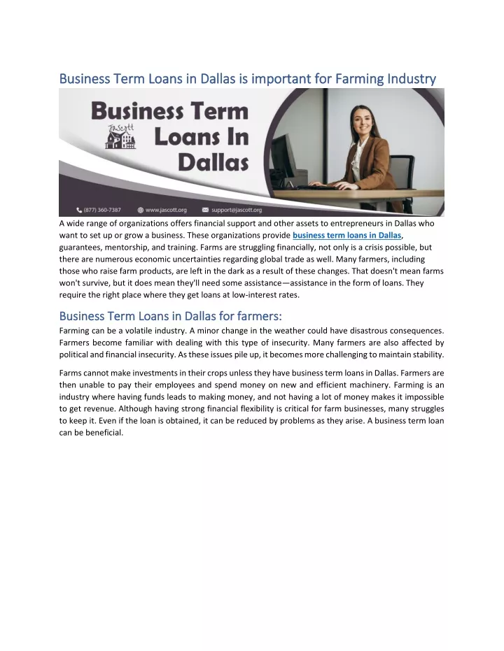 business term loans in dallas is important