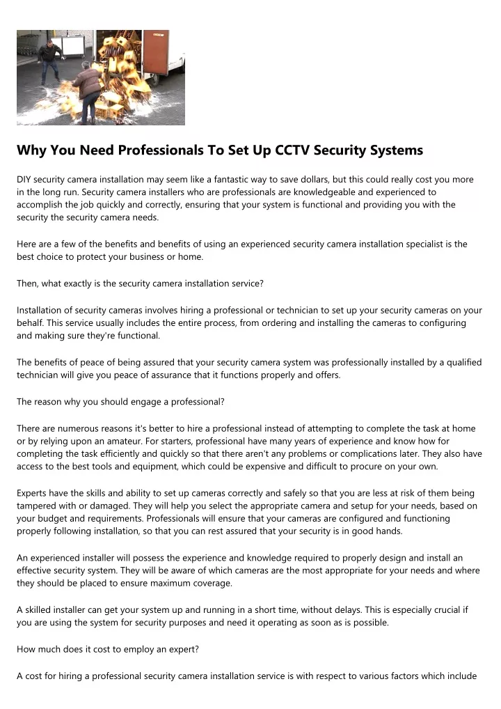why you need professionals to set up cctv