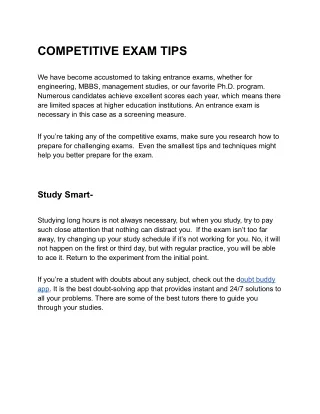 COMPETITIVE EXAM TIPS