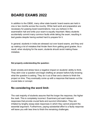 BOARD EXAMS 2022