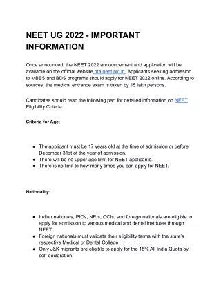 NEET UG 2022 - Everything you need to know