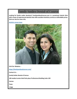 Dentists Conroe Texas  Familysmilesofconroe.com