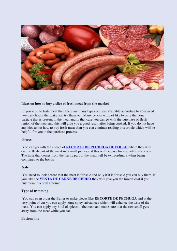 ideas on how to buy a slice of fresh meat from