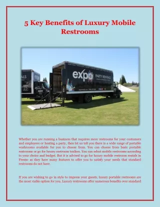 5 Key Benefits of Luxury Mobile Restrooms