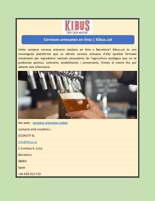 Cerveses artesanes en línia | Kibus.cat