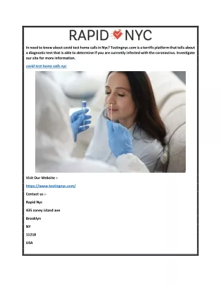 Covid Test Home Calls Nyc  Testingnyc.com