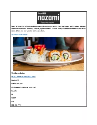 San diego sushi places   Nozomilajolla.com