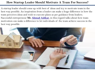 How Startup Leader Should Motivate A Team For Success?