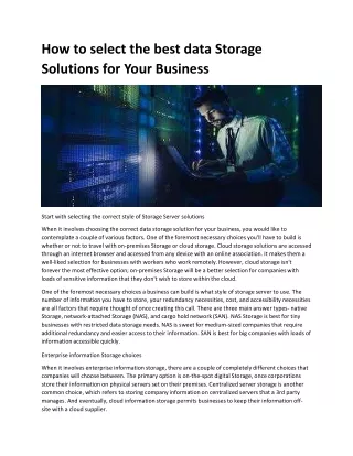 How to Choose the Best Data Storage Solutions for Your Business