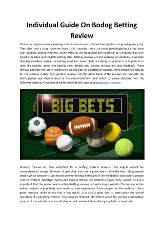 Individual Guide On Bodog Betting Review