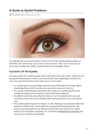 A Guide to Eyelid Problems