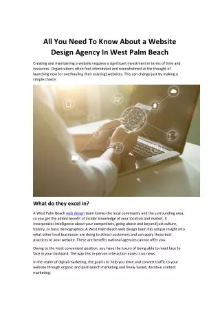 All you need to know about a website design agency in West Palm Beach