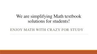 Crazy For Study | Math Textbooks Solution Manuals
