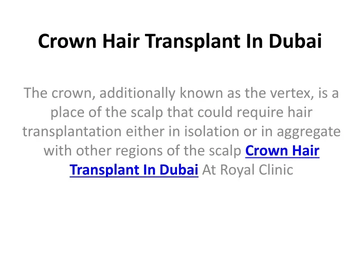 crown hair transplant in dubai