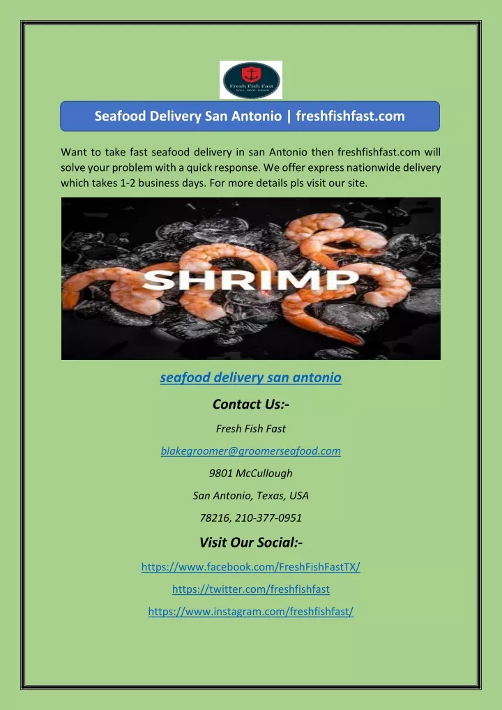 seafood delivery san antonio freshfishfast com