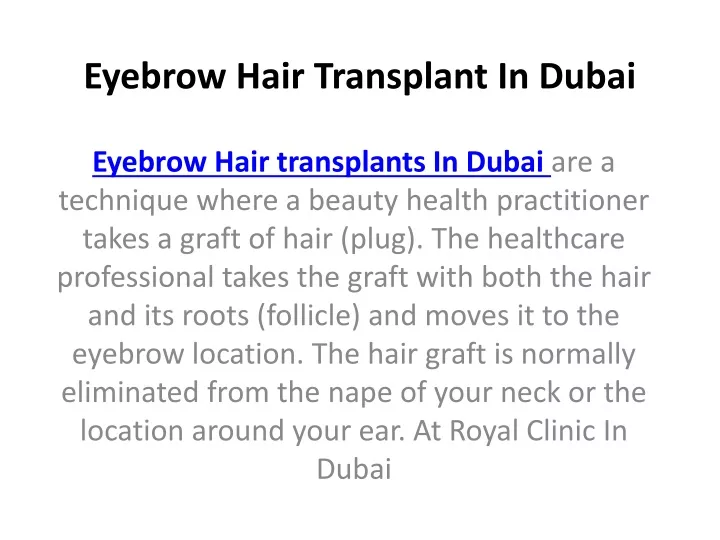 eyebrow hair transplant in dubai