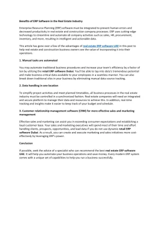 benefits of erp software in the real estate